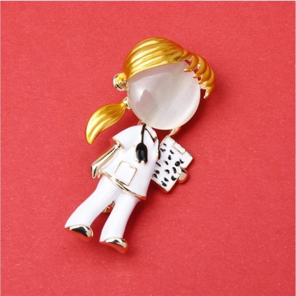 NEW 18K Gold Opal Doctor Nurse Brooch - Picture 9 of 13